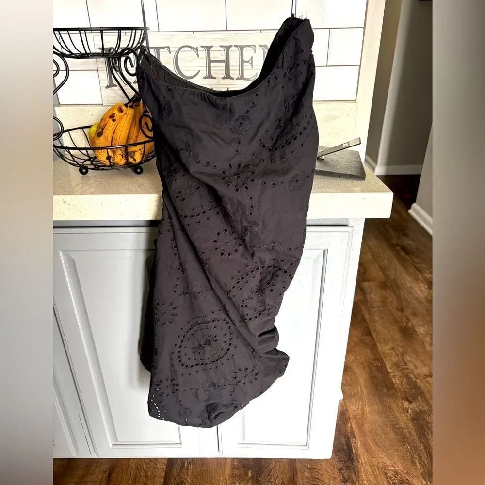 Elegant Black Strapless Eyelet Dress NWT